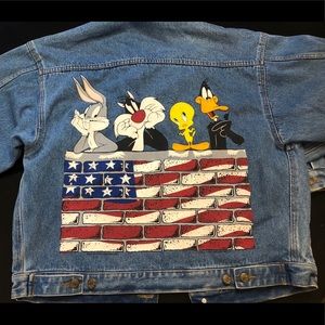 USA Warner Brother Characters painted Jean Jacket